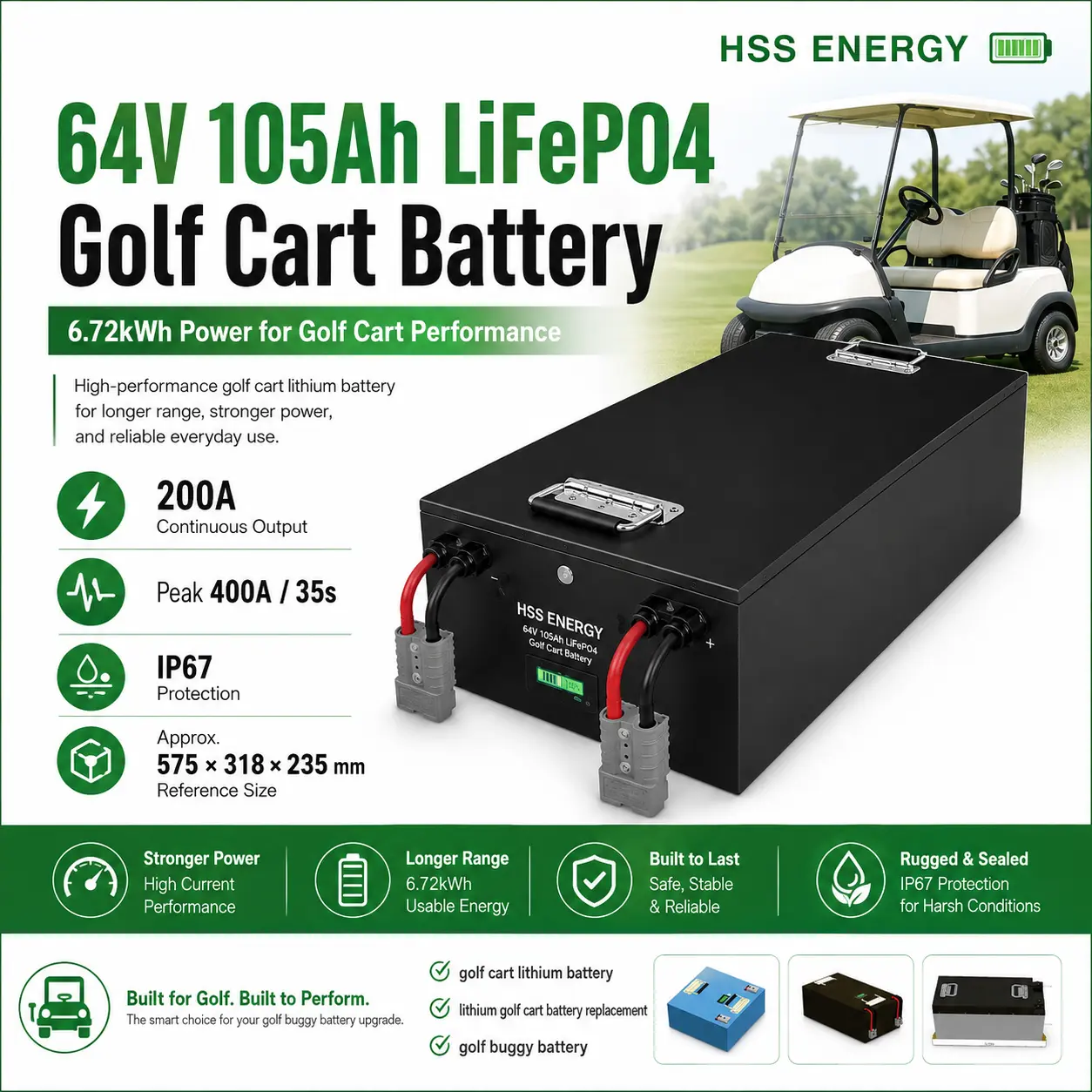 แบตเตอรี่ลิเธียมรถกอล์ฟ 60V 105Ah