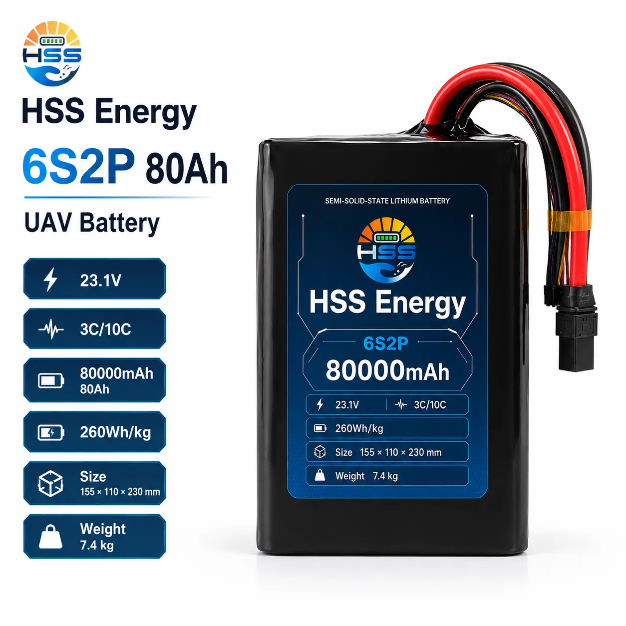 แบตเตอรี่ UAV 6S 80000mAh