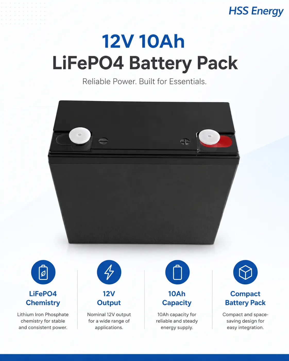 12V 10Ah LiFePO4 Battery Pack